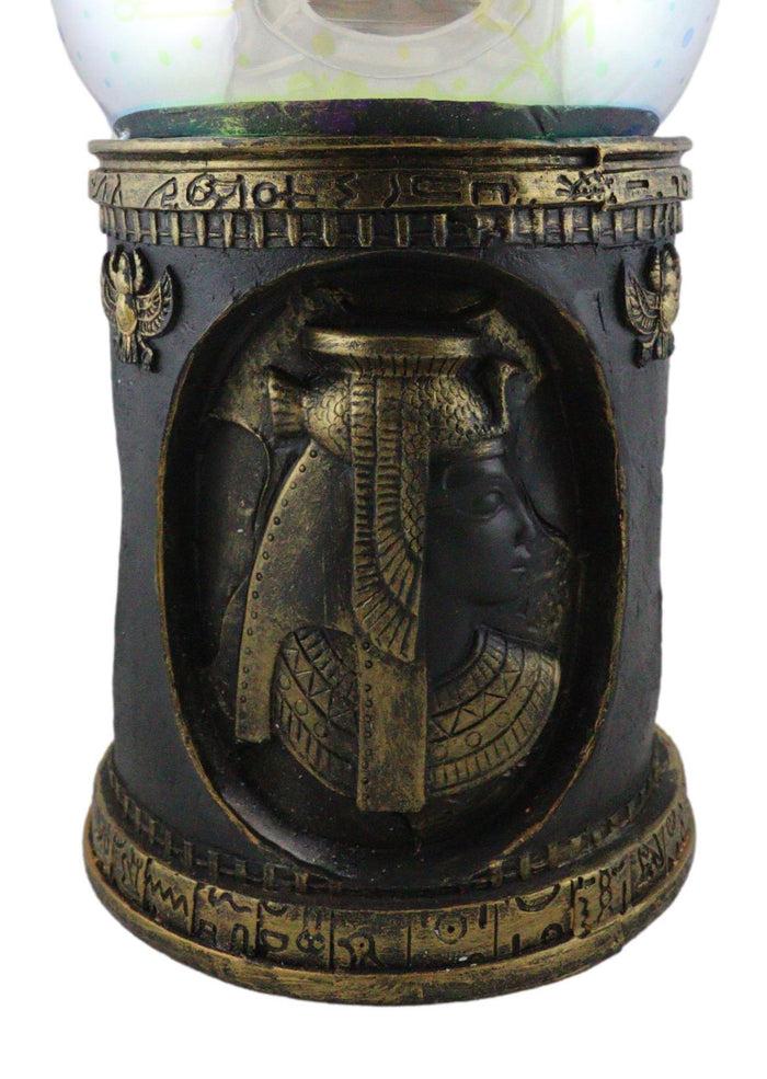 Egyptian Cleopatra Golden Column With Nefertiti Bastet LED Light Glass Ball