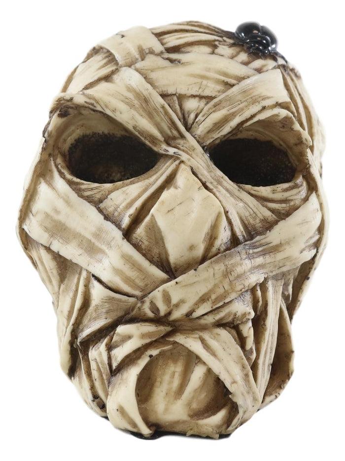 Egyptian Corpse Mummy Bandaged Skull With Scarab Statue Halloween Macabre Decor