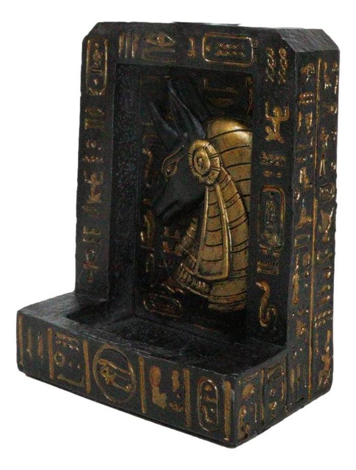 Egyptian God Of The Dead Anubis Hieroglyphs Backflow Incense Burner Figurine