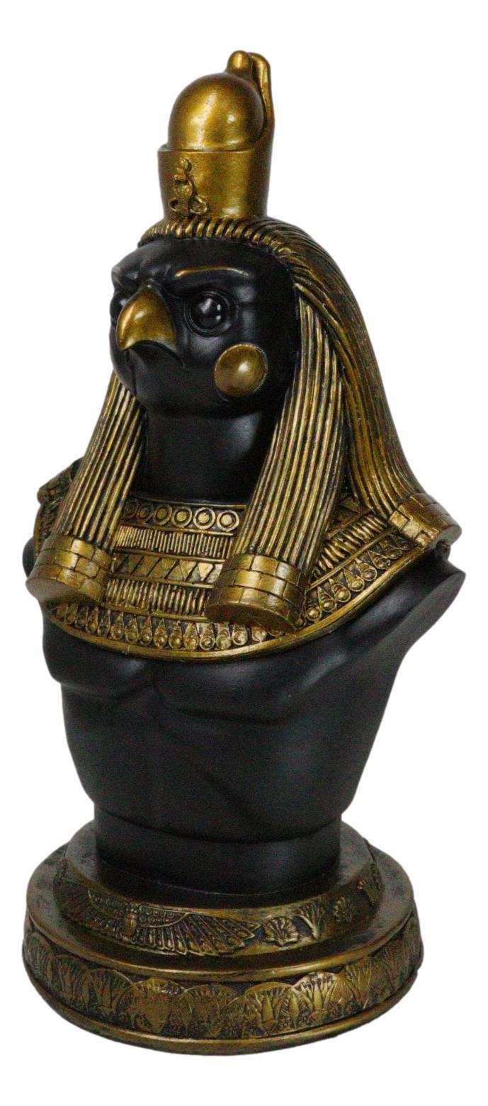Egyptian God Of The Sky Horus Ra Bust Decorative Box With Hieroglyphic Base