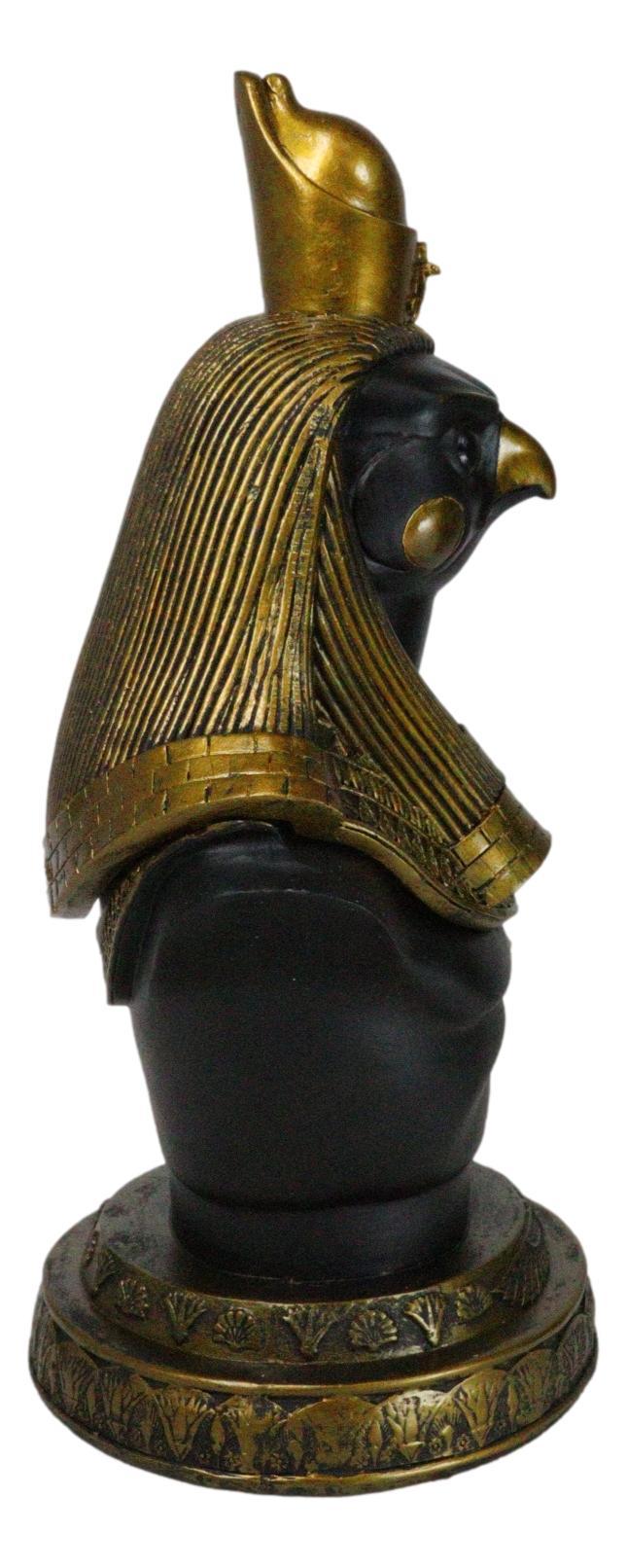 Egyptian God Of The Sky Horus Ra Bust Decorative Box With Hieroglyphic Base