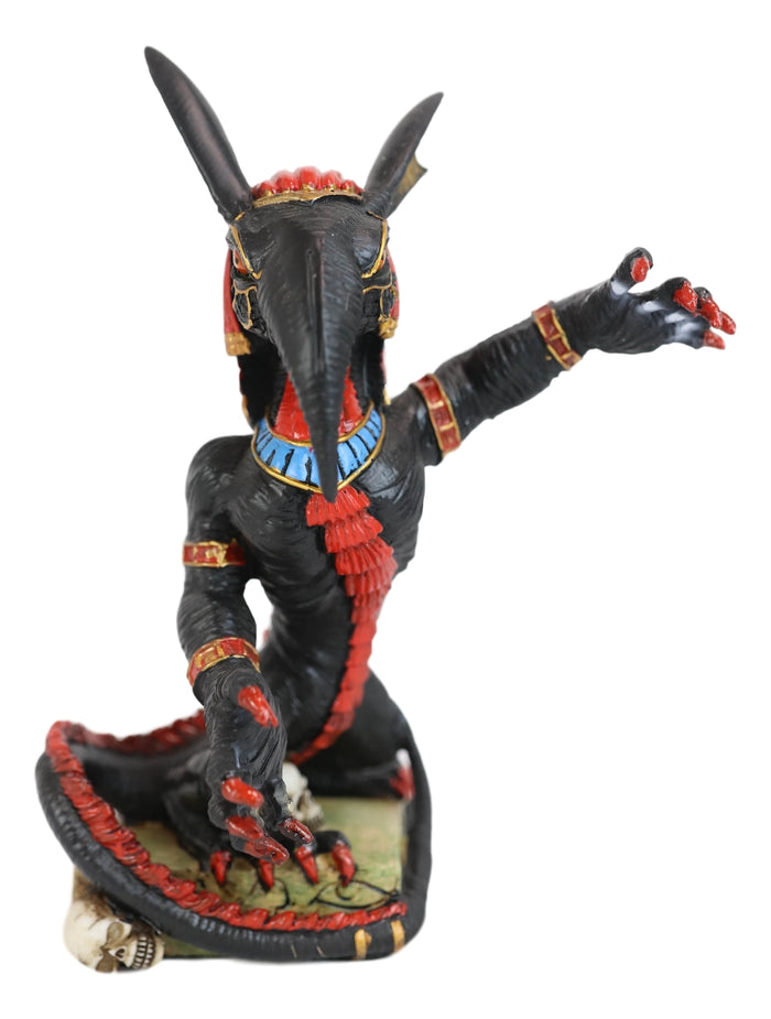 Egyptian God Of War Chaos Desert Seth On Hieroglyphic Base With Skulls Statue