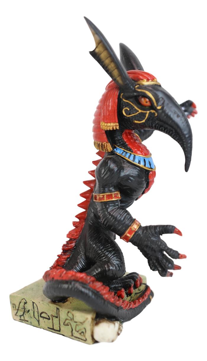 Egyptian God Of War Chaos Desert Seth On Hieroglyphic Base With Skulls Statue
