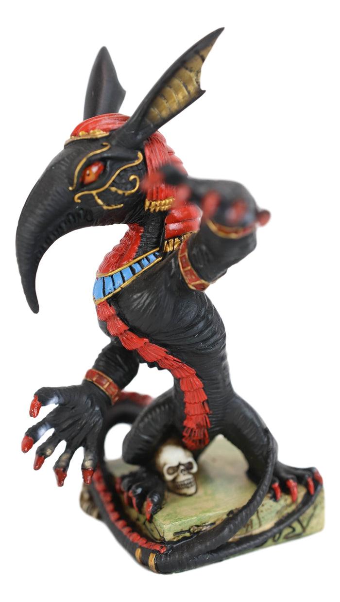 Egyptian God Of War Chaos Desert Seth On Hieroglyphic Base With Skulls Statue