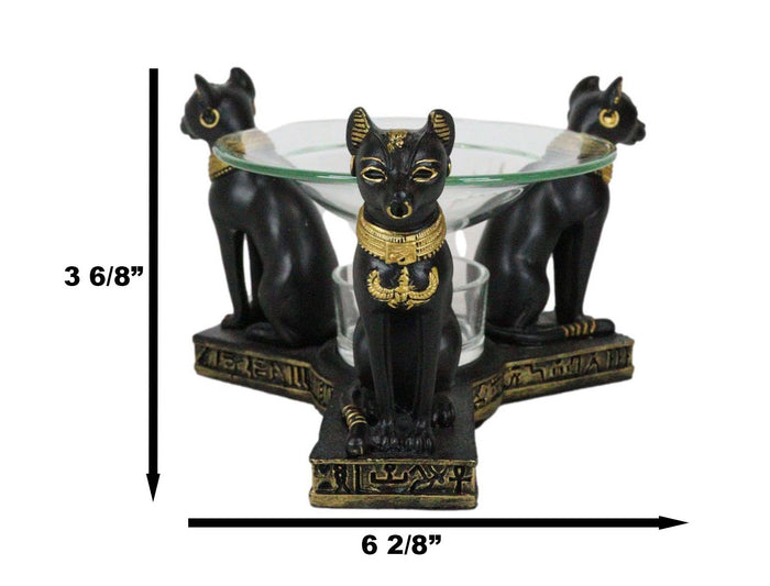 Egyptian Goddess Bastet Bast Cat Trio Candle Heat Oil Tart Scent Burner Decor