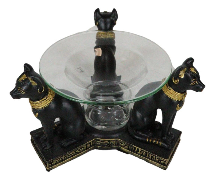 Egyptian Goddess Bastet Bast Cat Trio Candle Heat Oil Tart Scent Burner Decor