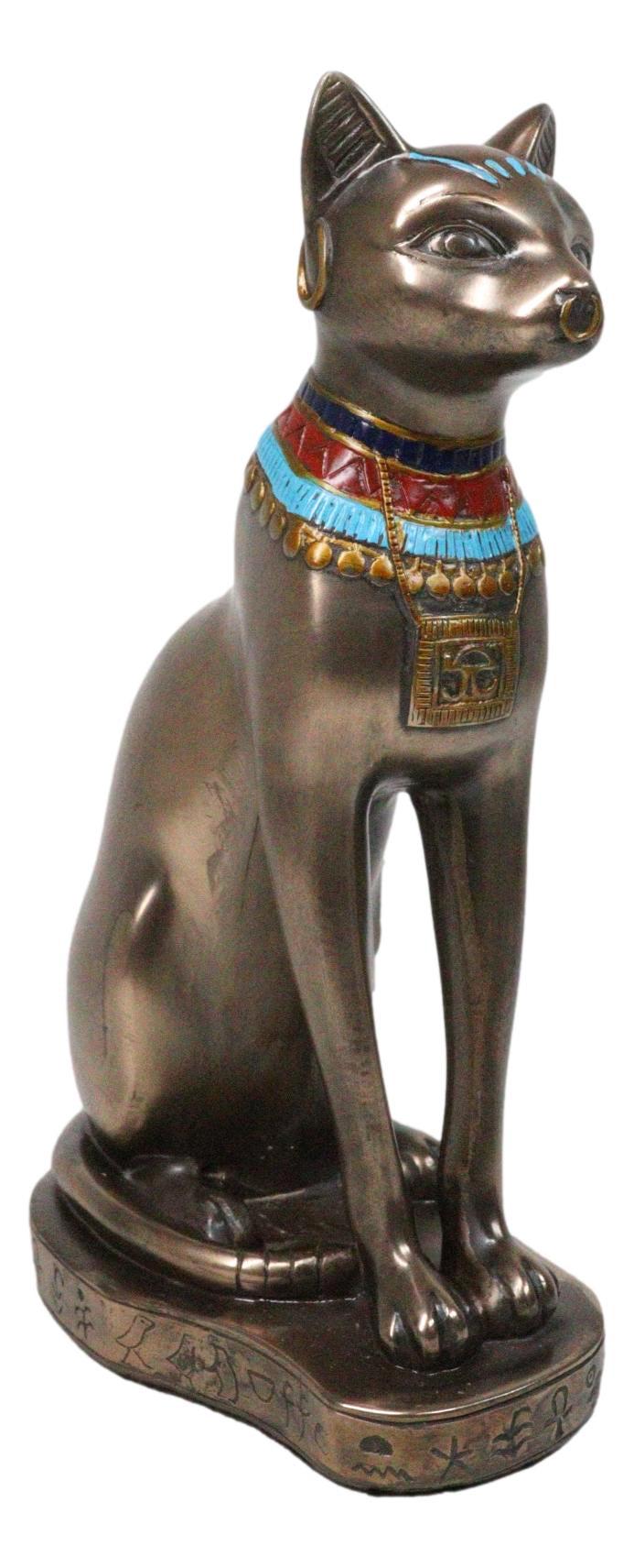 Egyptian Goddess Faux Bronze Bastet Cat Sitting in Royal Pose Figurine Egyptian Goddess Faux Bronze Bastet Cat Sitting in Royal Pose Figurine