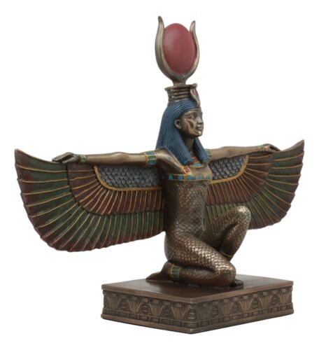 Egyptian Goddess Of Motherhood And Magic Isis Ra Kneeling With Open Wings Statue