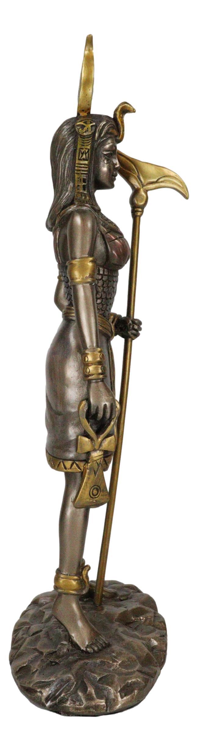 Egyptian Goddess Of Motherhood Sky Love Arts Hathor Ra Holding Staff Figurine