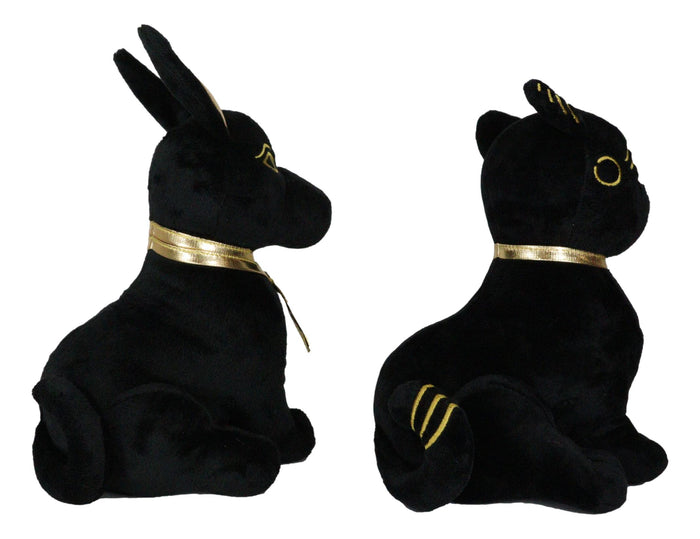 Egyptian Gods Anubis Jackal Dog And Bastet Cat Plush Toys Set Of 2 Stuffed Dolls