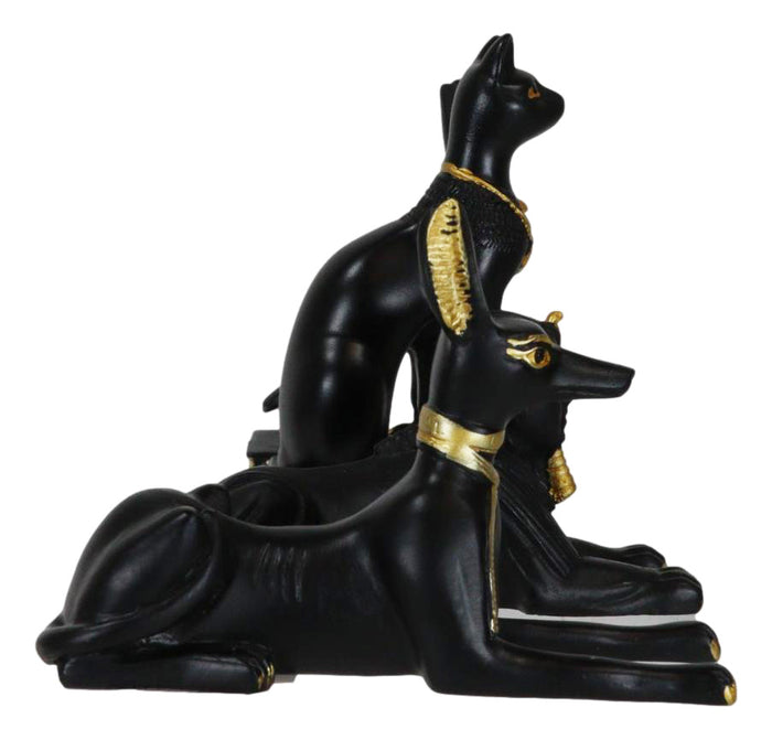 Egyptian Gods Horus Androsphinx Bastet And Anubis Mini Figurines Set Of 4