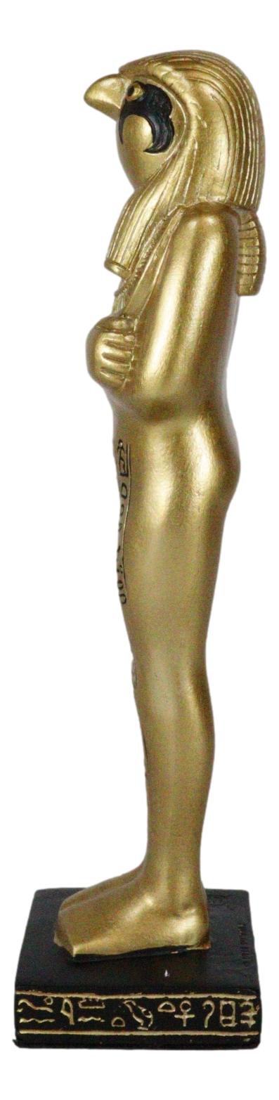 Egyptian Golden God Horus King Tut Sarcophagus Mummy With Hieroglyphs Figurine