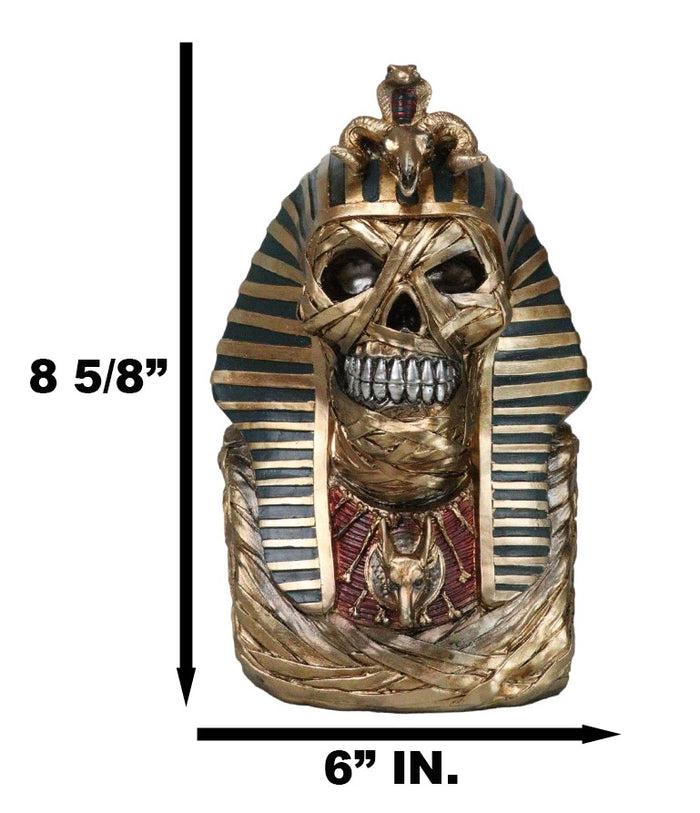 Egyptian Golden King TUT Sarcophagus Mummy Skull With Nemes Bust Figurine
