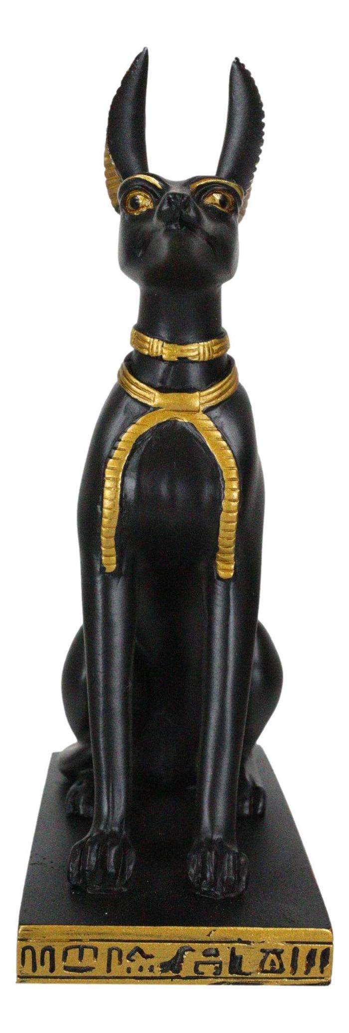 Egyptian Jackal Dog God Of The Dead Anubis Sitting On Hieroglyphic Base Figurine
