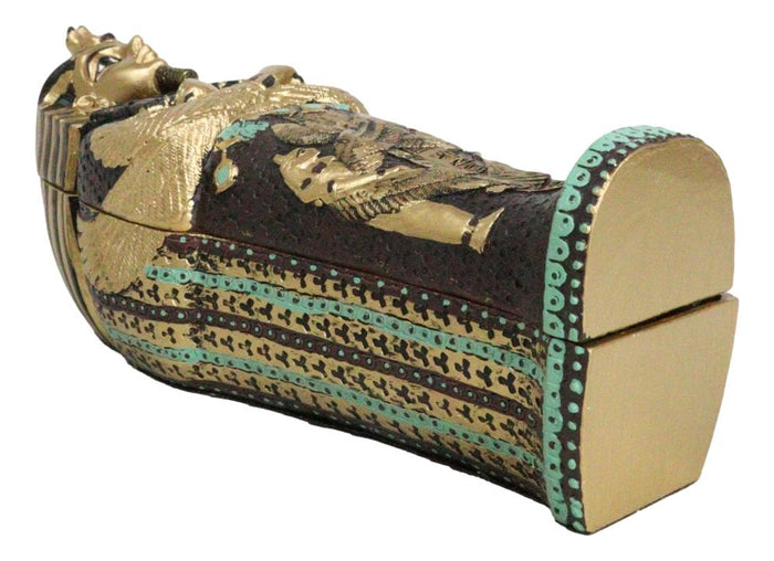 Egyptian King Tutankhamun Pharaoh Sarcophagus Coffin With Mummy Figurine Set
