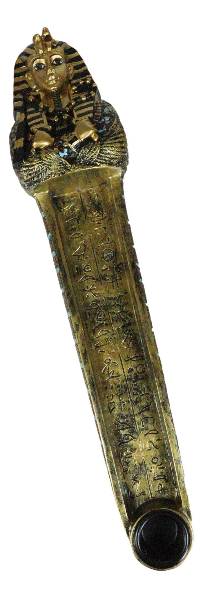 Egyptian King Tutankhamun Sarcophagus Mummy Stick Incense Candle Holder Figurine