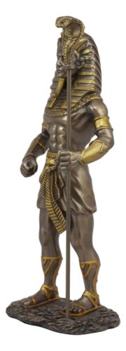 Egyptian Pharaoh King Tut With Cobra Sceptre & Royal Nemes Statue Gods Of Egypt