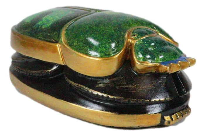 Egyptian Scarab Oracle Amulet 4" Long Symbol Of Rebirth Green Scarab Figurine