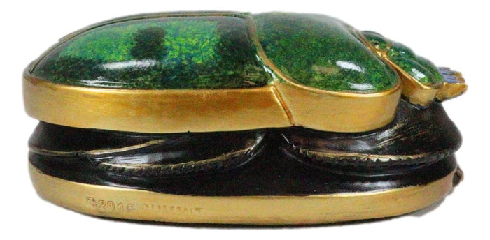 Egyptian Scarab Oracle Amulet 4" Long Symbol Of Rebirth Green Scarab Figurine
