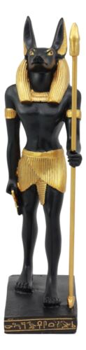 Egyptian Standing Anubis Holding Staff Statue God Of Afterlife Mummification