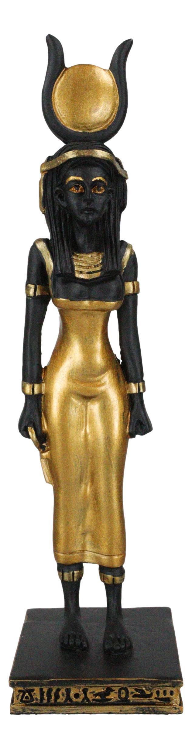 Egyptian Standing Goddess Of Magic And Healing Ra Isis With Sun Disc Figurine
