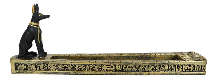 Egyptian Theme Anubis Jackal Dog Deity Incense Burner Sculpture Resin Statue