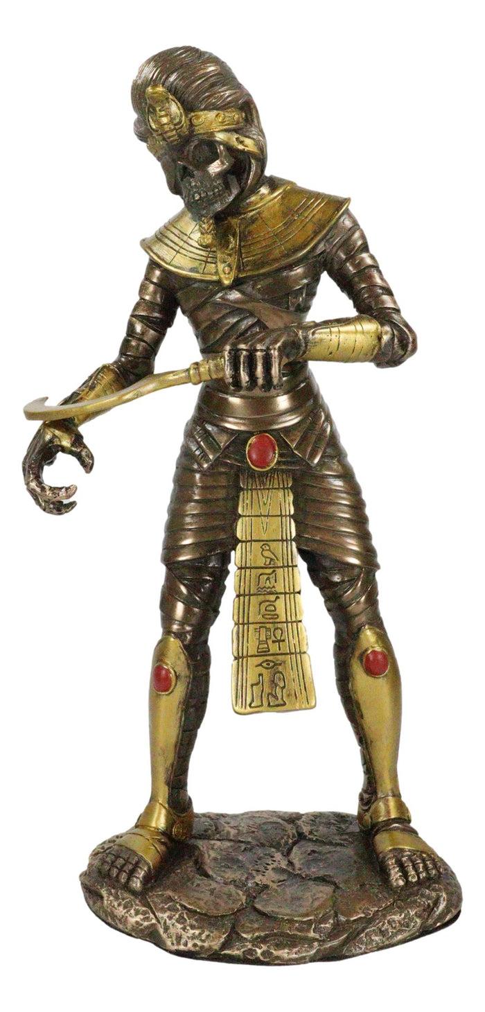 Egyptian Theme Faux Bronze Mummy King Tut Zombie Sarcophagus Statue Sculpture