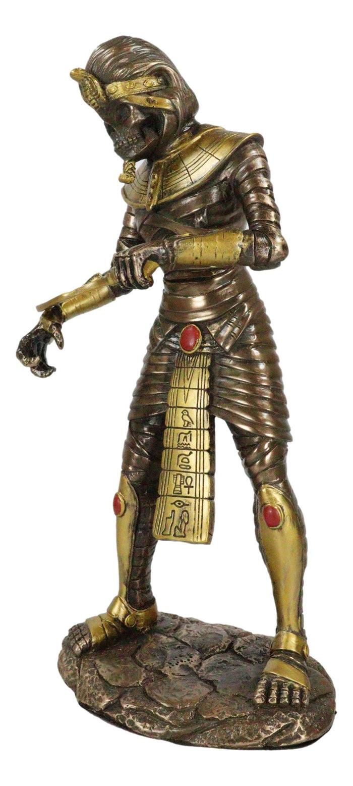 Egyptian Theme Faux Bronze Mummy King Tut Zombie Sarcophagus Statue Sculpture