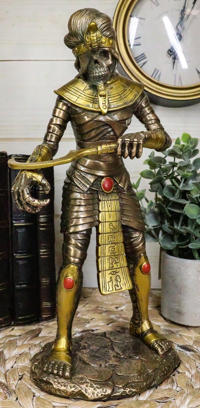 Egyptian Theme Faux Bronze Mummy King Tut Zombie Sarcophagus Statue Sculpture