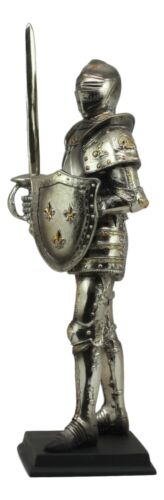 Electroplated Medieval Knight Suit Of Armor Swordsman Statue With Base 16"Tall