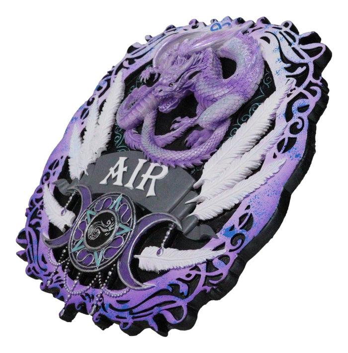 Elemental Air Nation Wind Purple Dragon White Feathers Triple Moon Wall Decor