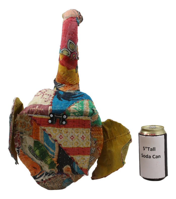 Elephant With Trunk Up Hand Crafted Paper Mache In Sari Fabric Wall Head Decor