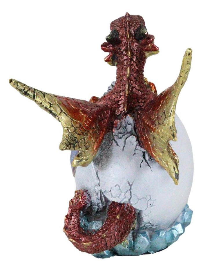 Ember Red Iridescent Jeweled Baby Wyrmling Dragon In Crystal Gem Egg Figurine