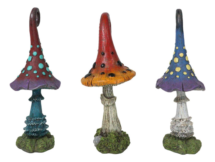 Enchanted Fairy Garden 9.5"H Spotted Toadstool Mushrooms Figurine Set Of 3