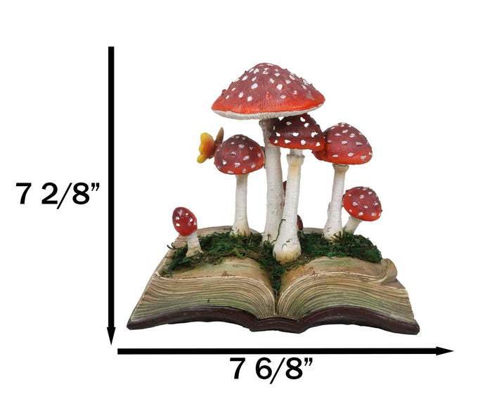 Enchanted Fairy Garden Toadstool Mushrooms Sprouting From Spell Book Figurine