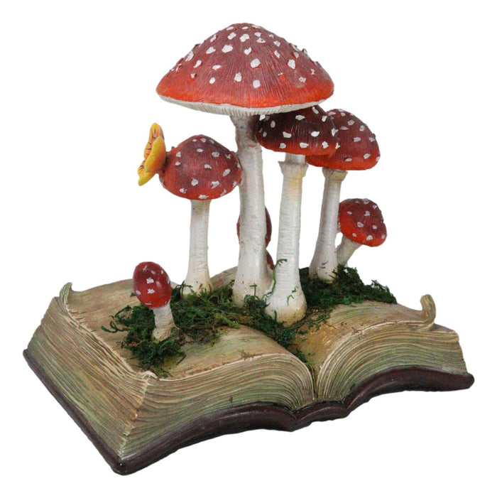 Enchanted Fairy Garden Toadstool Mushrooms Sprouting From Spell Book Figurine