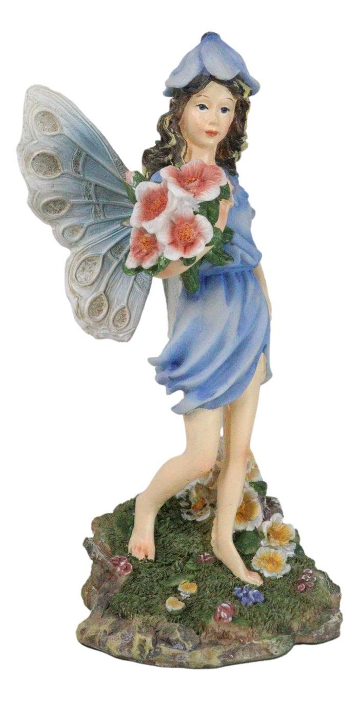 Enchanted Garden Bluebell Floral Fairy Carrying A Bouquet Of Flowers Figurine
