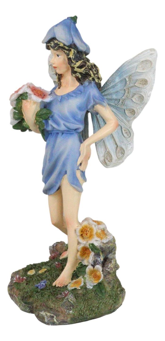 Enchanted Garden Bluebell Floral Fairy Carrying A Bouquet Of Flowers Figurine