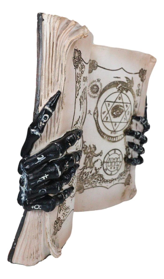 Evil Eye Psychic Book Of Occult Alchemy Wicca With Skeleton Fingers Figurine