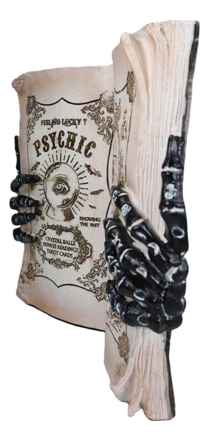 Evil Eye Psychic Book Of Occult Alchemy Wicca With Skeleton Fingers Figurine