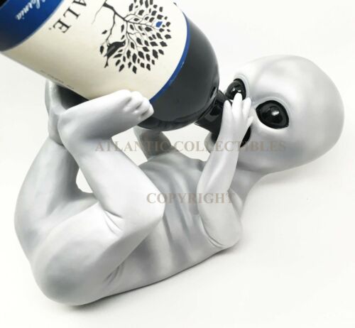 Extra Terrestrial Alien UFO Outer Space Colony Wine Bottle Holder Figurine Decor