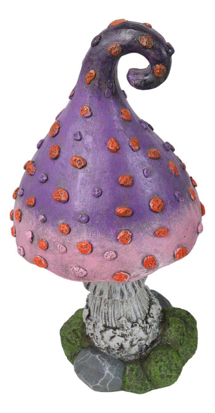 Fairy Garden Giant Spotted Purple Crooked Toadstool Mushroom Figurine 17"H