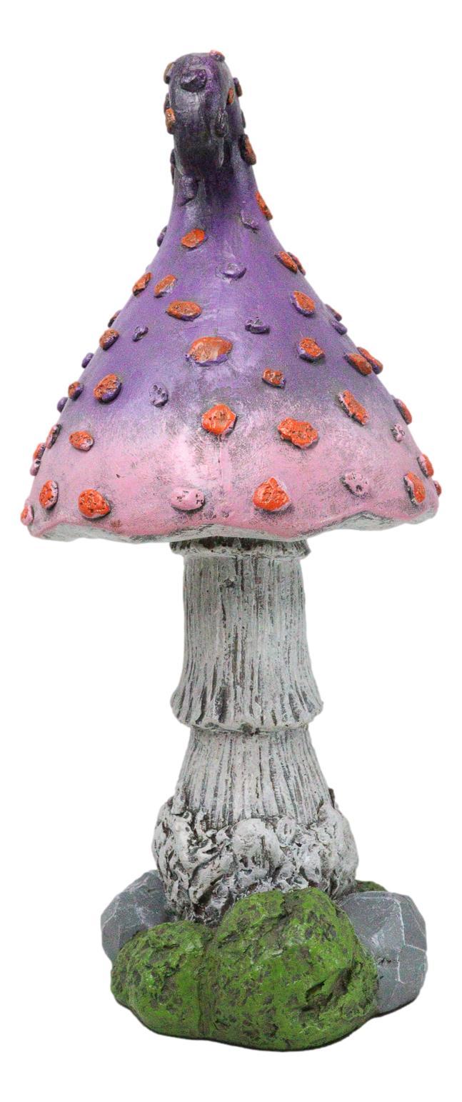 Fairy Garden Giant Spotted Purple Crooked Toadstool Mushroom Figurine 17"H