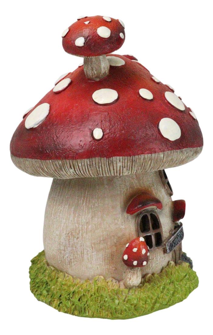 Fairy Garden Giant Toadstool Mushrooms Cottage House With LED Light Figurine