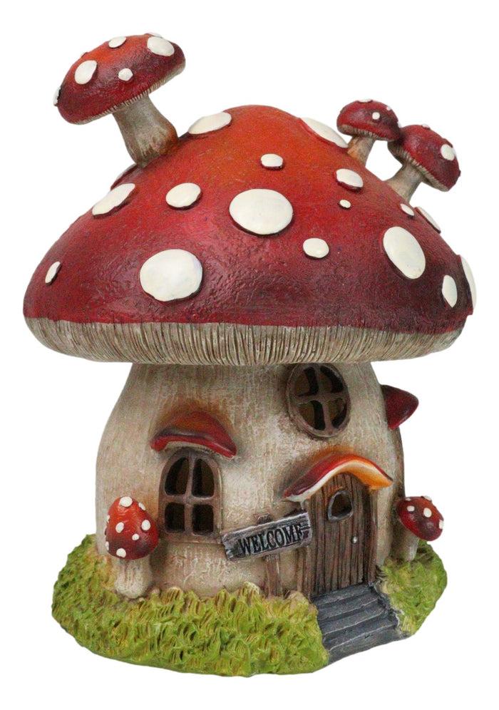 Fairy Garden Giant Toadstool Mushrooms Cottage House With LED Light Figurine