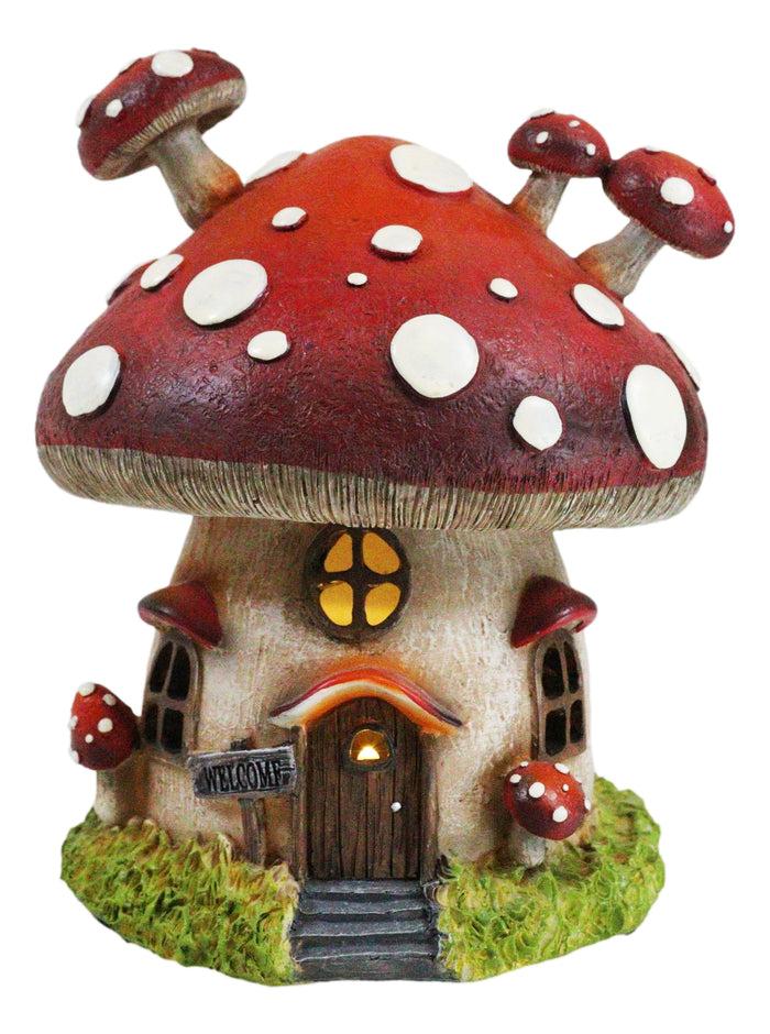 Fairy Garden Giant Toadstool Mushrooms Cottage House With LED Light Figurine Fairy Garden Giant Toadstool Mushrooms Cottage House With LED Light Figurine