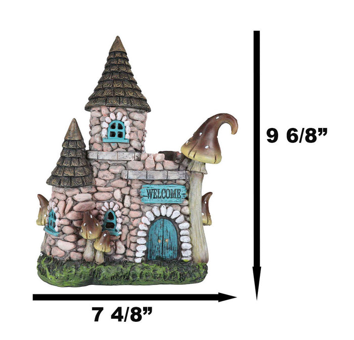 Fairy Garden LED Light Up Cottage Stone House With Welcome Sign Door Figurine