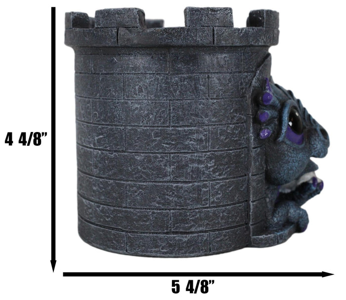 Fantasy Baby Dragon Wyrmling Holding Skull In Castle Tower Stationery Pen Holder