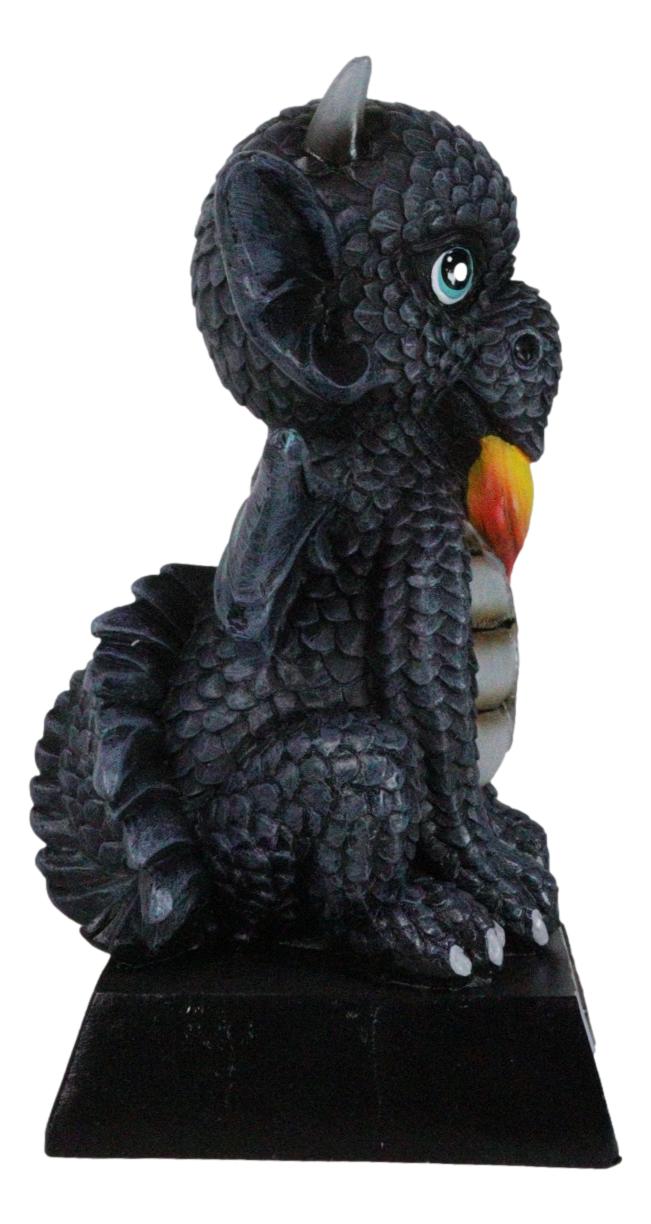 Fantasy Black Onyx Koan Cartoon Chibi Dragon Figurine Dragon With Girl Tattoo
