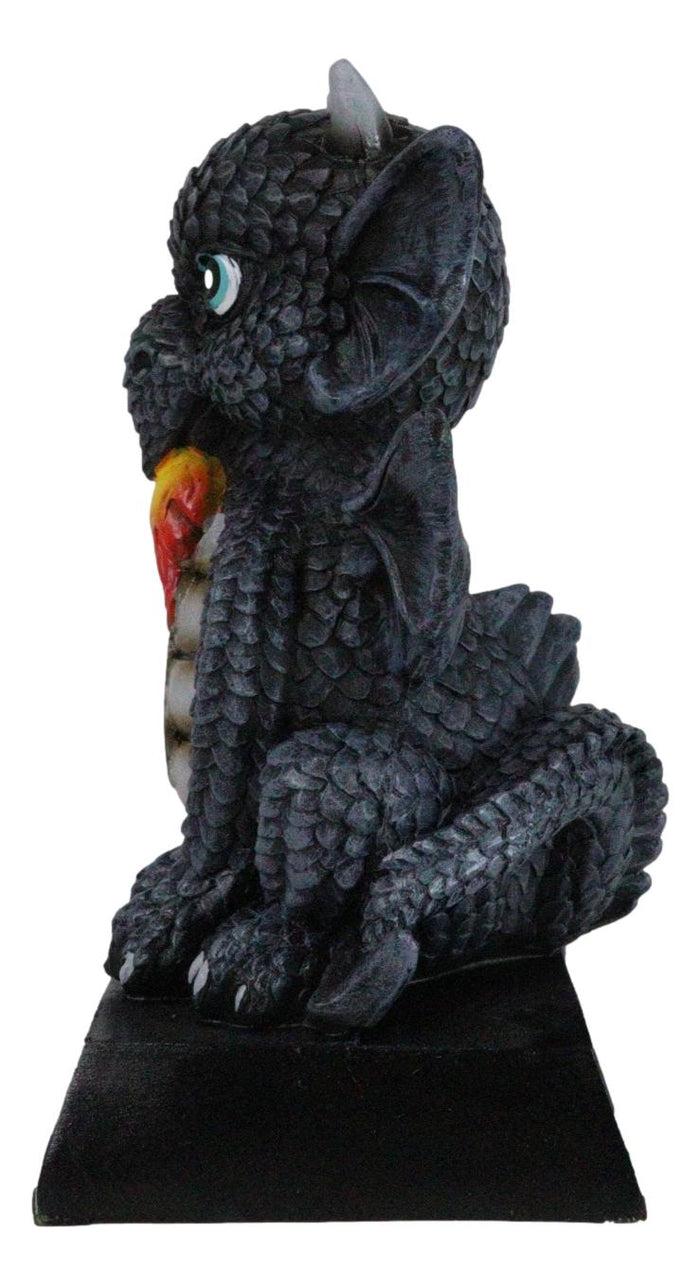 Fantasy Black Onyx Koan Cartoon Chibi Dragon Figurine Dragon With Girl Tattoo